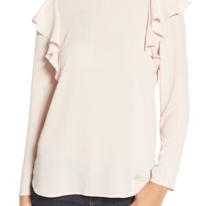 Kut from the Kloth Pink Ruffled Long Sleeve Blouse women’s size large